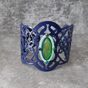 Avon Navy Blue Openwork Cuff Bracelet